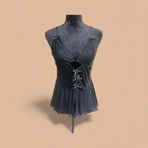 NWT – Black Lace & Sheer Babydoll Chemise – Women’s XL